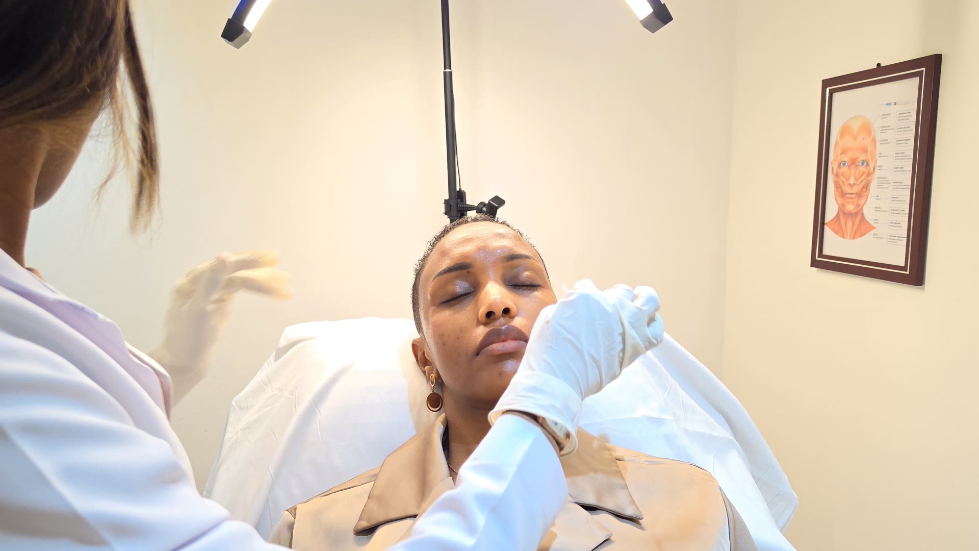 Clinician performing a medical skin treatment on a client’s face at Melton in Nairobi